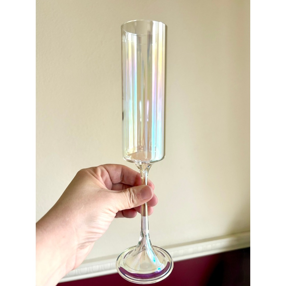 Anthropologie Morgan Champagne Flute Set 4 Pearl Glassware Elegant Wedding Toast - Picture 2 of 8